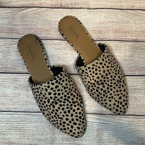 Qupid Tan Black Leopard Faux Suede Pointed Toe Flats Shoes Size 8